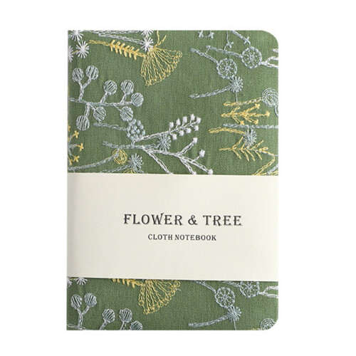 Carnet brodé 256 pages, petit carnet de notes ligné pour-Vert