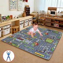 Interactive Kids Children's Rugs Town Road Map City Rug Play Village Mat 80x120