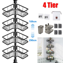 4 Tier Telescopic Bathroom Shower Caddy Wall Corner Shelf Rack Storage Organizer