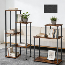 3/5 Tier Storage Rack Book Shelf Plant Stand Metal Wood Frame Flower Pot Ladder