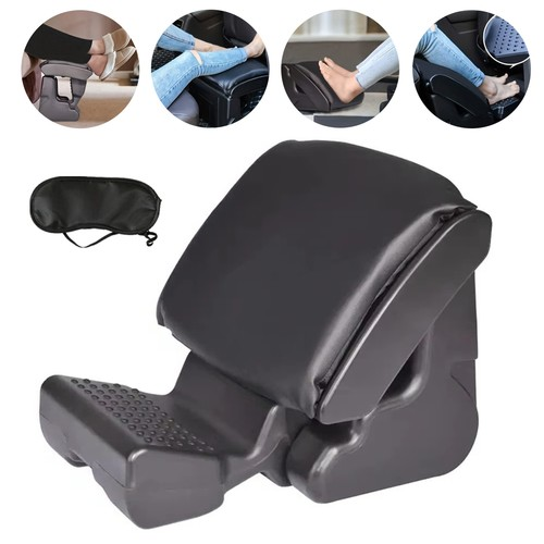 Foldable Car Footrest Footstool Angle Adjustable Office Home w/Soft Cushion Pad