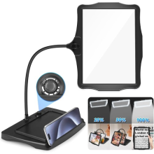 10X Large Rechargeable Magnifying Glass with Light and Stand, 50 LED Flexible Go