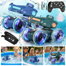 Amphibious Vehicle Remote Controlled Car RC Boat&Water Gun w/ Spray Water/Light