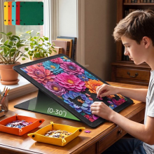 Felt Jigsaw Puzzle Board with 6 Sorting Trays Tilt Adjustable Table For 1000pcs