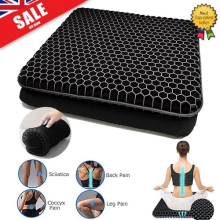 Black Gel Seat Cushion Double Thick Office-Car Chair Seat Support Non-Slip Cover