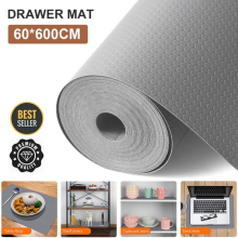 Bulk Roll - 600cm x 60cm Non-Slip Light Grey Waterproof Drawer Shelf Liner Mat