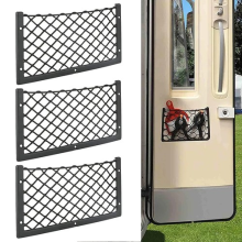 3Pcs Car Elastic Net Door Panel Organizer Mesh Phone Holder Storage Bag Pocket