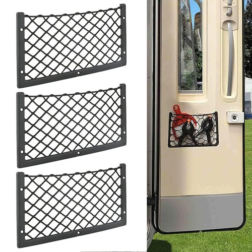 3Pcs Car Elastic Net Door Panel Organizer Mesh Phone Holder Storage Bag Pocket