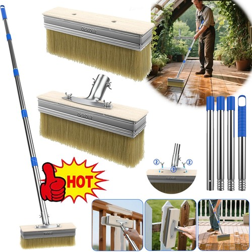 Decking Paint Brush Deck Stain Applicator Long Handle with 2 Replaceable Heads