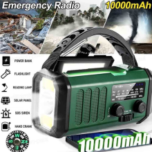 10000mAh Wind Up Solar Radio Hand Crank Emergency FM/AM USB Charger Led Torch UK