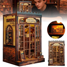 Book Nook Kit 3D Wooden Puzzle Miniature House Kit LED Home Decor with LED Light