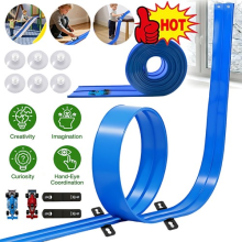 Double-Track Flexible Toy Car Track for Racing Rolls Up Portable DIY Racetrack