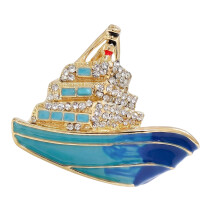 Creatieve Legering Emaille Schip Broche Pin Elegante Glazuur