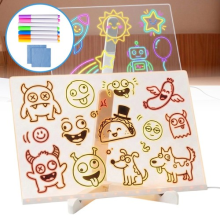 LED Note Board with Night Light & 7 Pens - Kids Drawing & Message Board