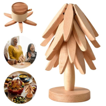 Tree Design Coasters, Wooden Placemat for Insulation, Trivets for Hot Pots Pans