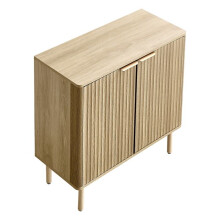 Buffet à 2 Niveaux-Duoku-Meuble de Rangement Cuisine avec 2 Portes, avec Compartiments, pour Salon et Entrée, Finition Chêne