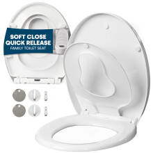 LIVIVO Oval Family Toilet Seat Soft Close White
