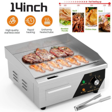 14" Large Electric Griddle Countertop Hot Plate Bacon Grill Kitchen Commercial