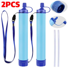 2PCS Portable Camping Hiking Emergency Life Survival Purifier Water Filter Straw