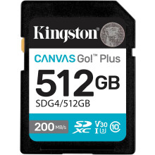 Kingston Canvas Go Plus SDXC Gen4 512GB UHS-I U3 V30 200MB/s SDG4/512GB