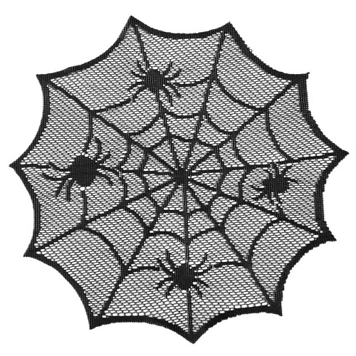 Spiders Webs Laces Coaster Soft Polyester Cobwebs Table-Black 1
