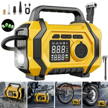Portable Air Compressor 150PSI Tire Inflator for Car Motorcycle Bike LED Light