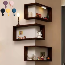 3PCS/Set Wood Corner Shelves Book Shelves Storage Wood Display Bookcase School