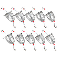 10Pcs Stainless Feeder Cage Baits Holder Fishing Baits-large