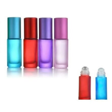 Leere Roll-On-Flaschen aus farbigem Glas, 4 Stück, je 5 ml Inhalt, mit Kugelverschluss.