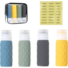Silikon-Reiseflaschen, 100 ml, 4 Stück, nachfüllbare Kosmetikflaschen für unterwegs, wiederverwendbares Reise-Kulturset