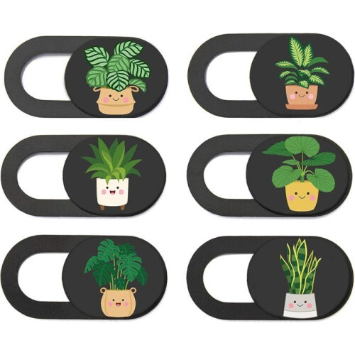 6er-Pack – Blickschutzfolien für Handy/Computer/Webcam, 18 mm, Topfpflanzen-Design
