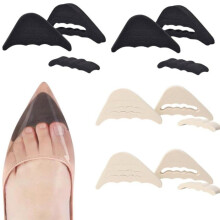 Set mit 4 verstellbaren Zehen-/Fersen-/Vorfuß-Einlegesohlen - Polsterung für breite Schuhe 6,5 x 3 cm (Schwarz/Beige)