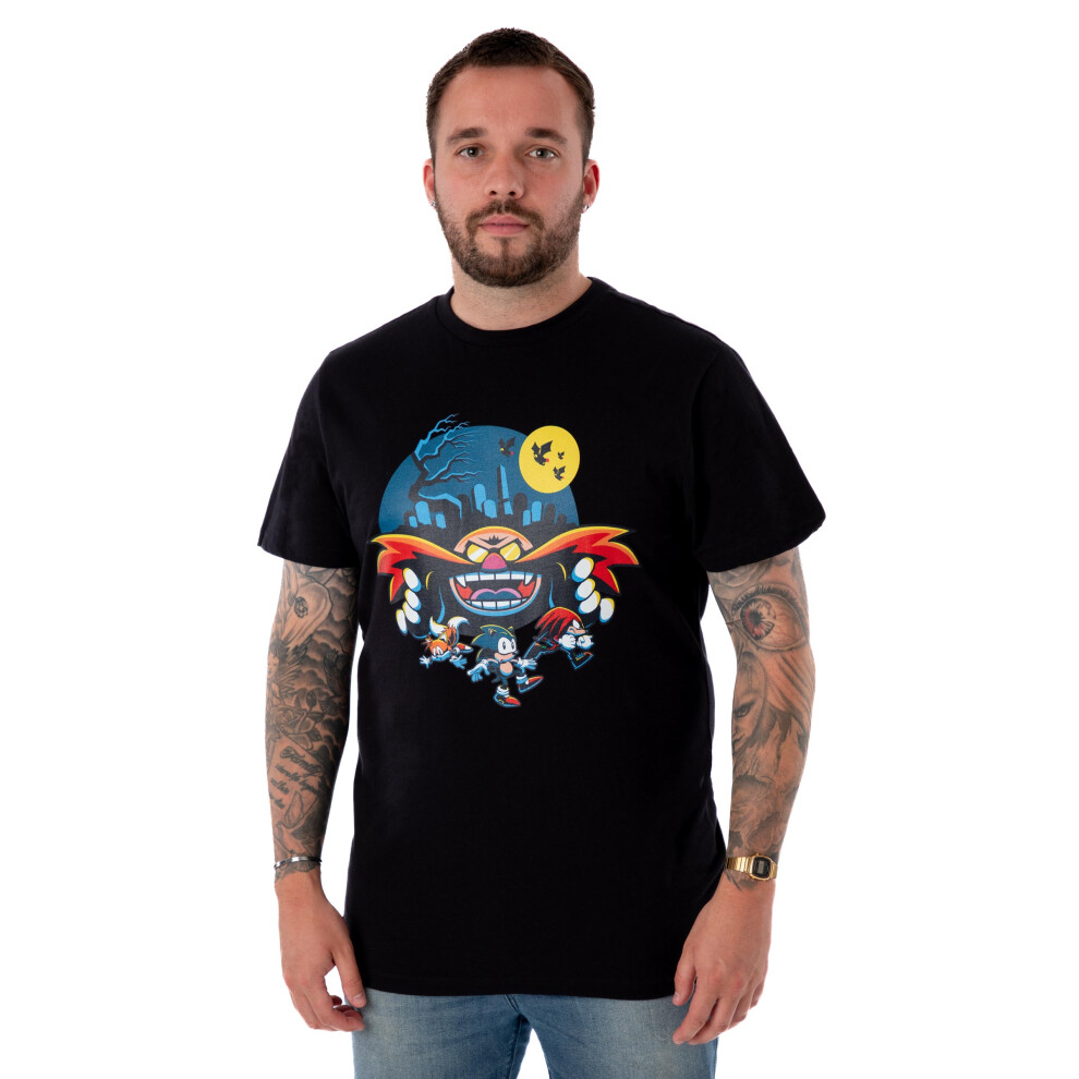 Sonic The Hedgehog (Medium) Short Sleeved T-Shirt (Mens Black)