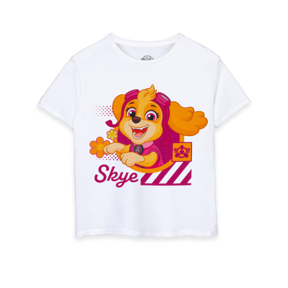 Paw Patrol (3-4 Years) Short Sleeved T-Shirt (Girls White)