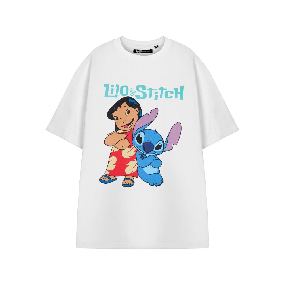 Disney (X-Large) Lilo & Stitch Short Sleeved T-Shirt (Womens White)