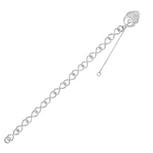 Pretty 925 Sterling Silver Ladies Heart Charm Bracelet - 9mm, 9 Grams