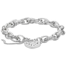 Victoriana 925 Sterling Silver Ladies Heart Charm Bracelet - 8mm, 17 Grams