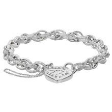 Victoriana 925 Sterling Silver Ladies Heart Charm Bracelet - 7mm, 15 Grams