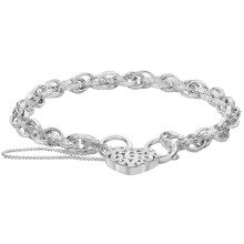 Victoriana 925 Sterling Silver Ladies Heart Charm Bracelet - 5mm, 6 Grams