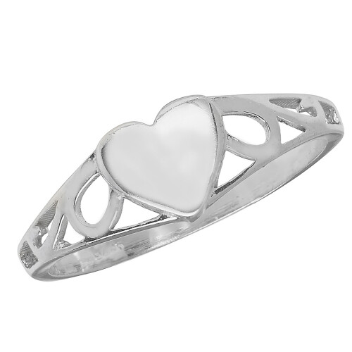 (E) Cute 925 Sterling Silver Baby Heart Ring
