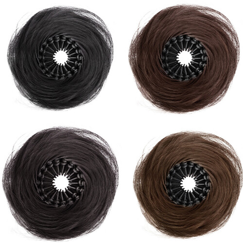 Postiche chignon Extensions de cheveux postiche à-Noir naturel 1
