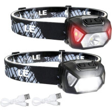 Stirnlampe – D500 – Wiederaufladbare LED – 2000 Lux – 6 Modi – Rot und Weiß
