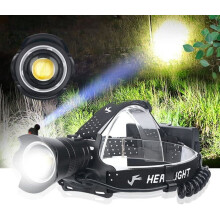 Wiederaufladbare LED-Stirnlampe - 15000 Lumen, superhell, zoombar, XHP90.2, 3 Modi (Jagd, Angeln, Camping)