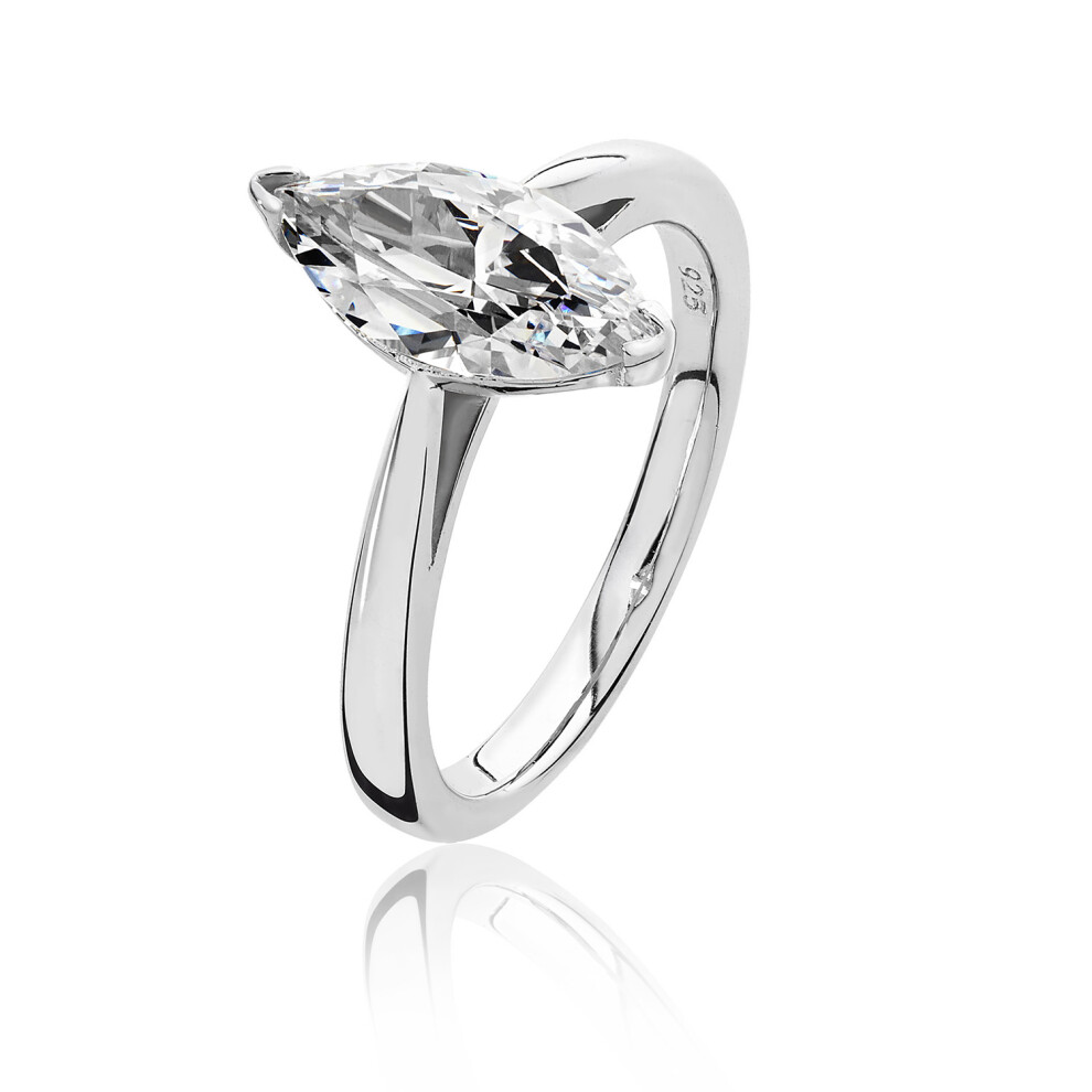 Photos - Ring (L) Elegant 925 Sterling Silver Ladies Solitaire Engagement  with Cubic Zirconia/CZ
