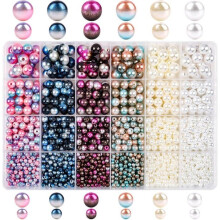 1890 Stück 4/6/8/10 mm mehrfarbige synthetische ABS-Perlen, glatte Regenbogenperlen für die Schmuckherstellung, Armbänder,