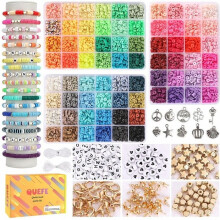 72-farbiges Set zur Herstellung von Armbändern aus Tonperlen (9000 Teile), Set mit weichen Keramikperlen, Zubehör