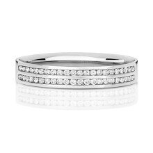 (J) 18ct White Gold 54mm Flat Court Comfort Ladies Diamond Wedding Band/Ring Brilliant Cut 0.22 Carat H-I - SI