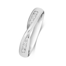 (L) 9ct White Gold 3.6mm Slight Court Comfort Ladies Diamond Wedding Band/Ring Brilliant Cut 0.16 Carat G-H - SI3-I1