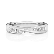 (L) 18ct White Gold 3.6mm Slight Court Comfort Ladies Diamond Wedding Band/Ring Brilliant Cut 0.14 Carat G - SI1