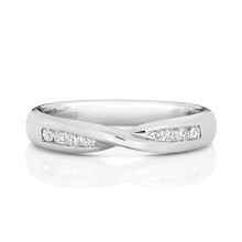(N) 18ct White Gold 3.6mm Slight Court Comfort Ladies Diamond Wedding Band/Ring Brilliant Cut 0.16 Carat G - SI1
